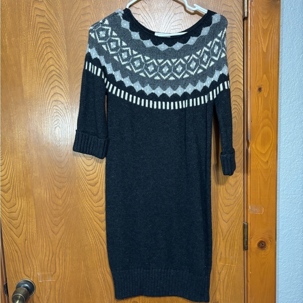 Ann Taylor LOFT Black and Gray Knit Dress XS